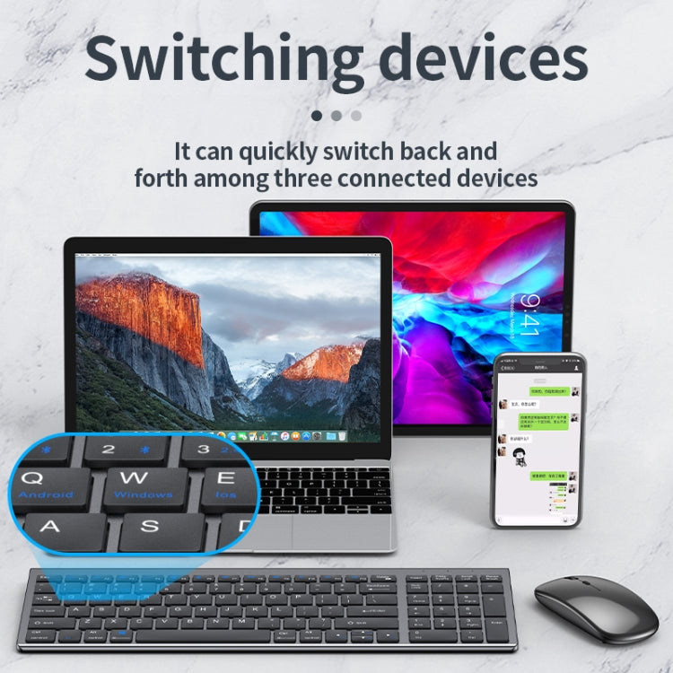 109 Three-mode Wireless Bluetooth Keyboard Mouse Set(Black)