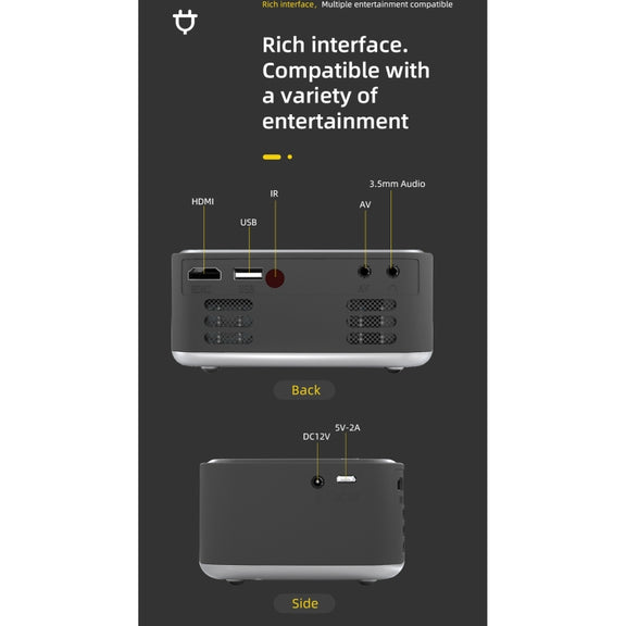T20 320x240 400 Lumens Portable Home Theater LED HD Digital Projector, Basic Version US Plug(Silver)
