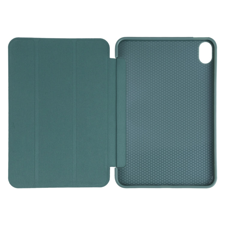 For iPad mini 2024 / mini 6 GEBEI Shockproof Horizontal Flip Tablet Case with Three-folding Holder(Pine Needle Green)