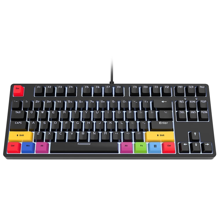 HXSJ L600 87 Keys USB-C / Type-C Wired Red Shaft Mechanical Keyboard with Cool Backlight(Black)