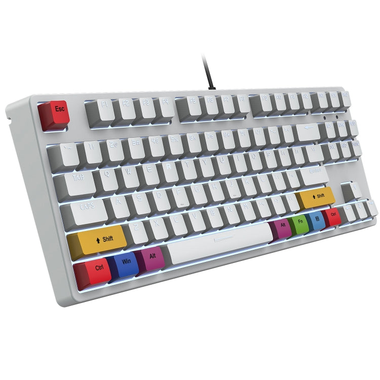 HXSJ L600 87 Keys USB-C / Type-C Wired Red Shaft Mechanical Keyboard with Cool Backlight(White)