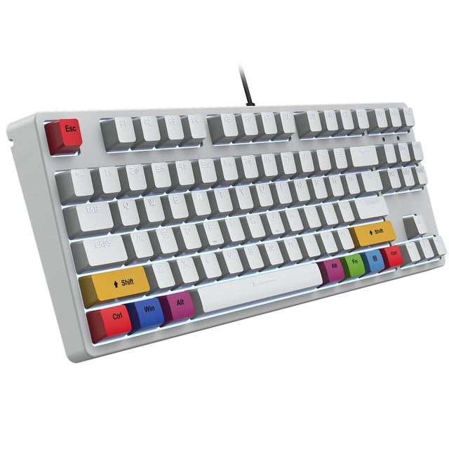 HXSJ L600 87 Keys USB-C / Type-C Wired Red Shaft Mechanical Keyboard with Cool Backlight(White)