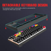 HXSJ L600 87 Keys USB-C / Type-C Wired Red Shaft Mechanical Keyboard with Cool Backlight(Black)