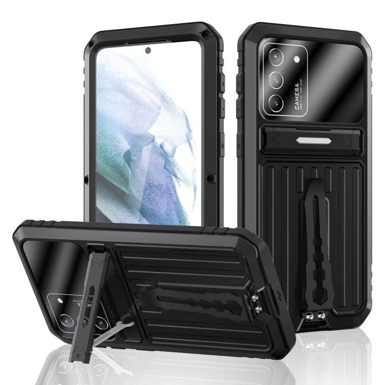 For Samsung Galaxy S21 Ultra 5G Armor Shockproof Splash-proof Dust-proof Phone Case with Holder(Black)