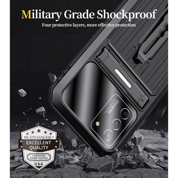 For Samsung Galaxy S21 Ultra 5G Armor Shockproof Splash-proof Dust-proof Phone Case with Holder(Black)
