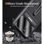 For Samsung Galaxy S21 Ultra 5G Armor Shockproof Splash-proof Dust-proof Phone Case with Holder(Black)