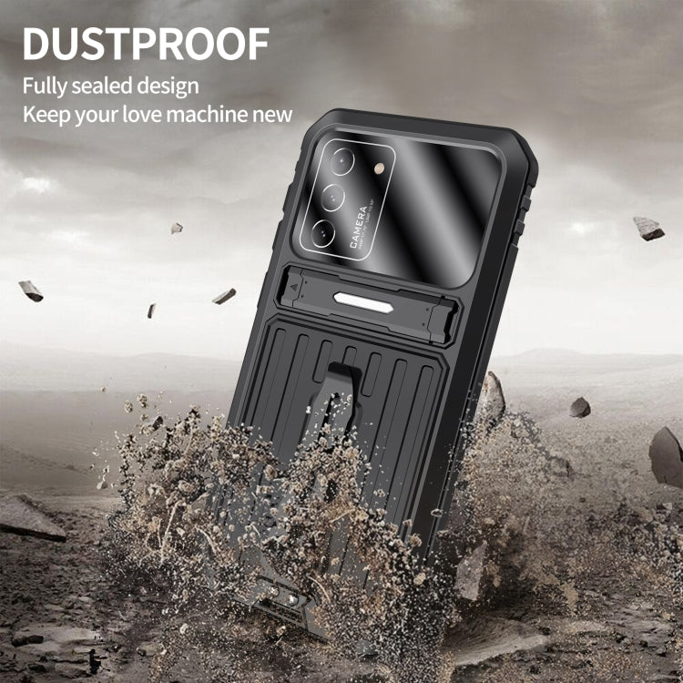 For Samsung Galaxy S21 Ultra 5G Armor Shockproof Splash-proof Dust-proof Phone Case with Holder(Black)