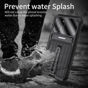 For Samsung Galaxy S21 Ultra 5G Armor Shockproof Splash-proof Dust-proof Phone Case with Holder(Black)