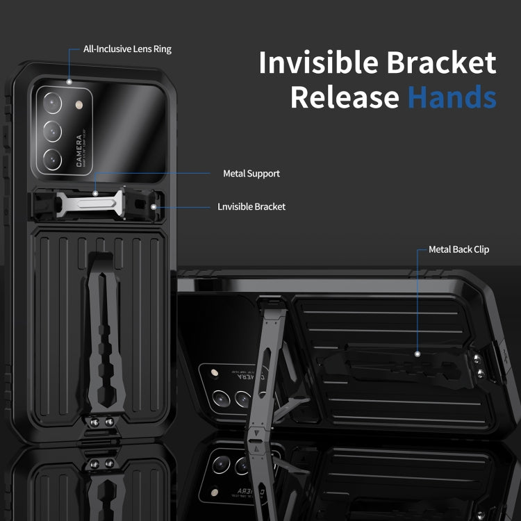 For Samsung Galaxy S21 Ultra 5G Armor Shockproof Splash-proof Dust-proof Phone Case with Holder(Black)
