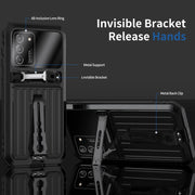 For Samsung Galaxy S21 Ultra 5G Armor Shockproof Splash-proof Dust-proof Phone Case with Holder(Black)