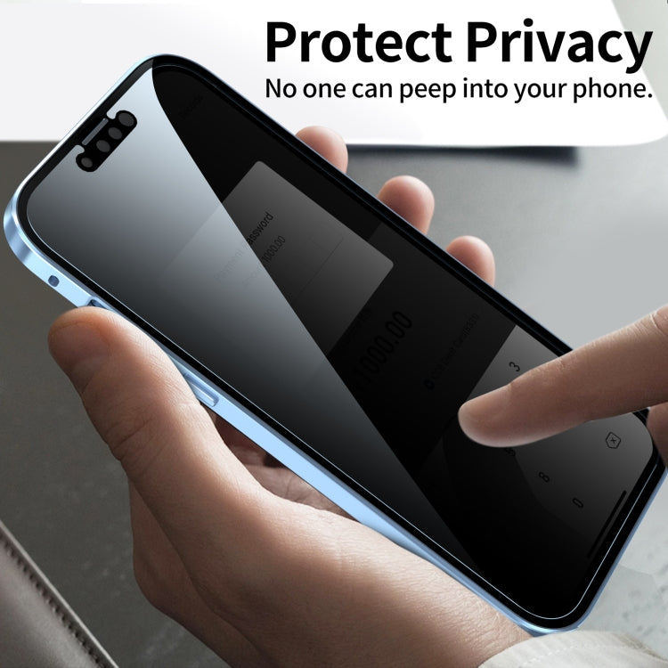 For iPhone 13 Anti-peeping Magnetic Metal Frame Double-sided Tempered Glass Phone Case(Black)