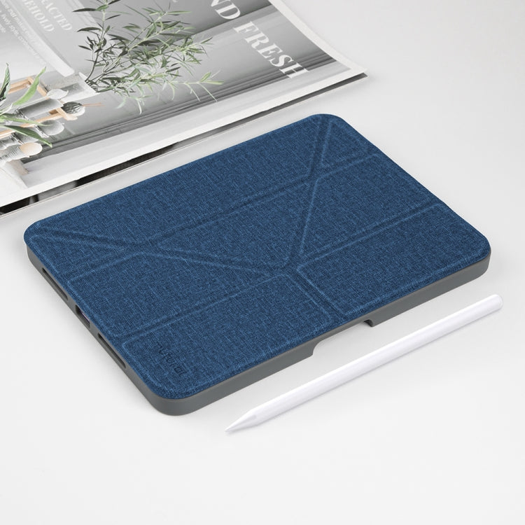 For iPad mini 6 / mini 2024 Mutural Multi-fold Smart Leather Tablet Case(Blue)