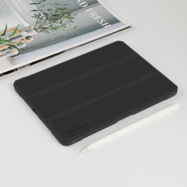 For iPad mini 6 / mini 2024 Mutural Pinyue Series Horizontal Flip Tablet Case with Holder & Pen Slot & Sleep / Wake-up Function(Black)
