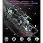 For Samsung Galaxy S22 Ultra 5G Camouflage Armor Shockproof TPU + PC Magnetic Protective Phone Case with Holder(Mint Green)
