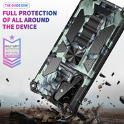 For Samsung Galaxy S22 Ultra 5G Camouflage Armor Shockproof TPU + PC Magnetic Protective Phone Case with Holder(Mint Green)