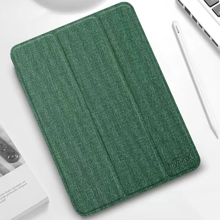 For iPad mini 6 / mini 2024 Mutural YASHI Series Cloth Pattern Texture Horizontal Flip Tablet Case(Green)