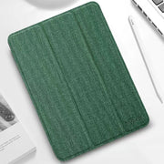 For iPad mini 6 / mini 2024 Mutural YASHI Series Cloth Pattern Texture Horizontal Flip Tablet Case(Green)