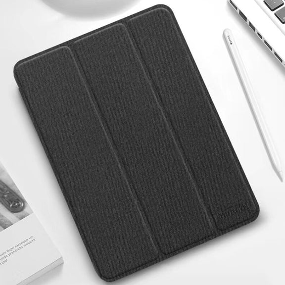 For iPad mini 6 / mini 2024 Mutural YASHI Series Cloth Pattern Texture Horizontal Flip Tablet Case(Black)