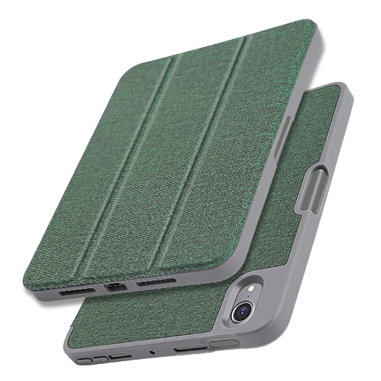 For iPad mini 6 / mini 2024 Mutural YASHI Series Cloth Pattern Texture Horizontal Flip Tablet Case(Blue)