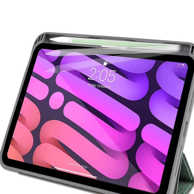 For iPad mini 6 / mini 2024 Mutural YASHI Series Cloth Pattern Texture Horizontal Flip Tablet Case(Blue)