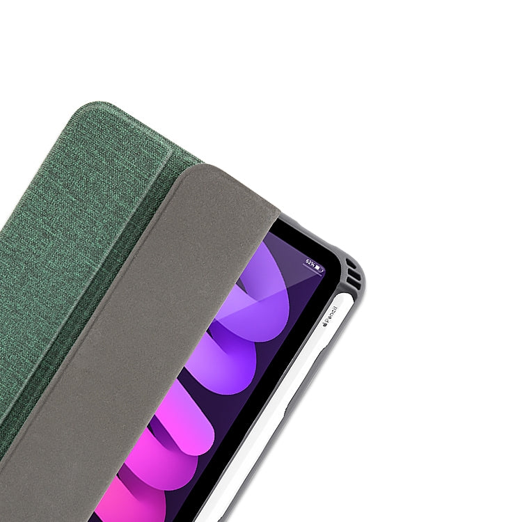 For iPad mini 6 / mini 2024 Mutural YASHI Series Cloth Pattern Texture Horizontal Flip Tablet Case(Black)
