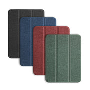 For iPad mini 6 / mini 2024 Mutural YASHI Series Cloth Pattern Texture Horizontal Flip Tablet Case(Black)