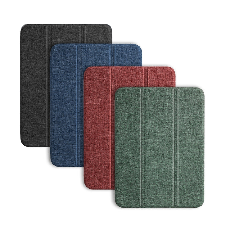 For iPad mini 6 / mini 2024 Mutural YASHI Series Cloth Pattern Texture Horizontal Flip Tablet Case(Green)
