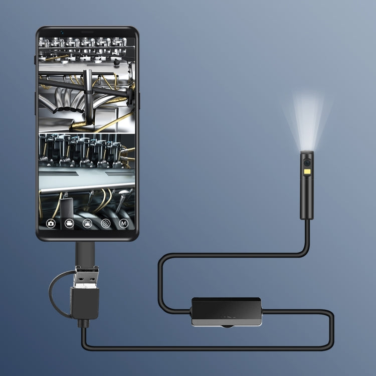 AN100 3 in 1 IP68 Water-resistant USB-C / Type-C + Micro USB + USB Dual Cameras Industrial Digital Endoscope with 9 LEDs, Support Android System, Lens Diameter: 8mm, Length:2m Soft Cable