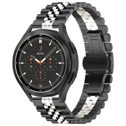 22mm Five-bead Stainless Steel Watch Band (Black Silver)