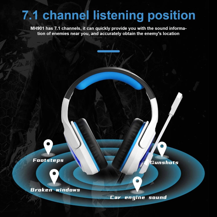 SADES MH901 7.1 Channel USB Adjustable Gaming Headset with Microphone(Blue White)