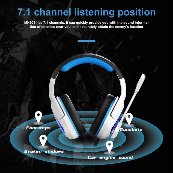 SADES MH901 7.1 Channel USB Adjustable Gaming Headset with Microphone(Blue White)