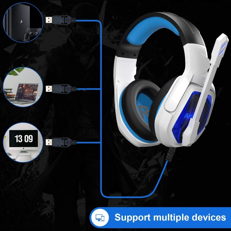SADES MH901 7.1 Channel USB Adjustable Gaming Headset with Microphone(Blue White)