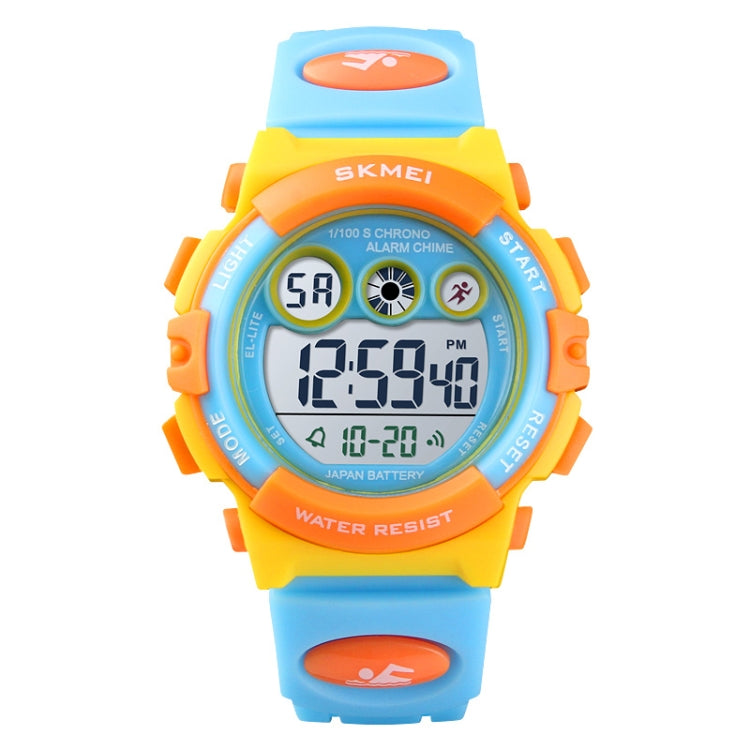 SKMEI 1451 LED Digital Stopwatch Chronograph Luminous Children Sports Electronic Watch(Yellow Shell Blue Circle)