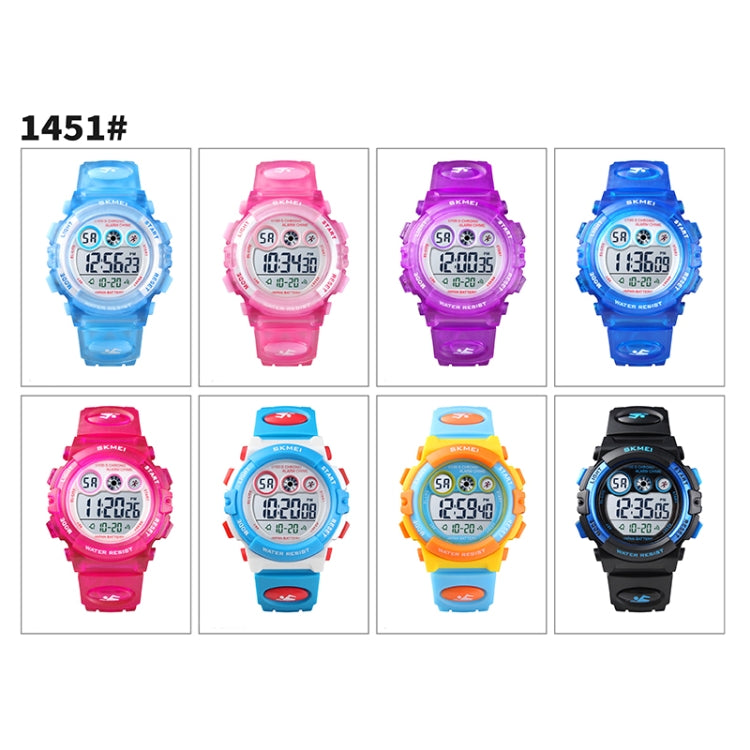 SKMEI 1451 LED Digital Stopwatch Chronograph Luminous Children Sports Electronic Watch(Yellow Shell Blue Circle)