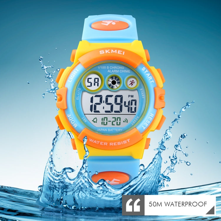 SKMEI 1451 LED Digital Stopwatch Chronograph Luminous Children Sports Electronic Watch(Yellow Shell Blue Circle)
