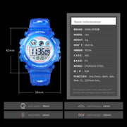 SKMEI 1451 LED Digital Stopwatch Chronograph Luminous Children Sports Electronic Watch(Yellow Shell Blue Circle)