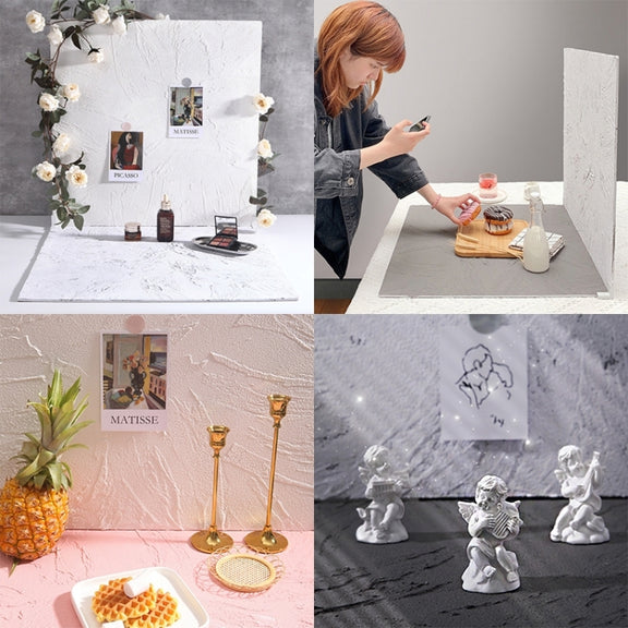 80 x 60cm Retro PVC Cement Texture Board Photography Backdrops Board(Grey White)