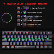 HXSJ V900 61 Keys Cool Lighting Effect Mechanical Wired Keyboard(Black)