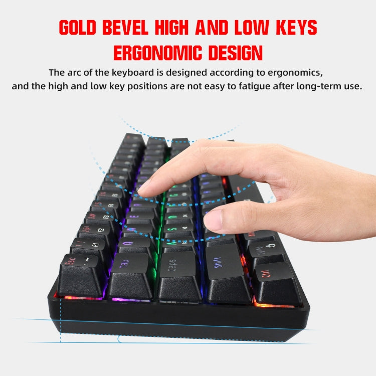 HXSJ V900 61 Keys Cool Lighting Effect Mechanical Wired Keyboard(Black)