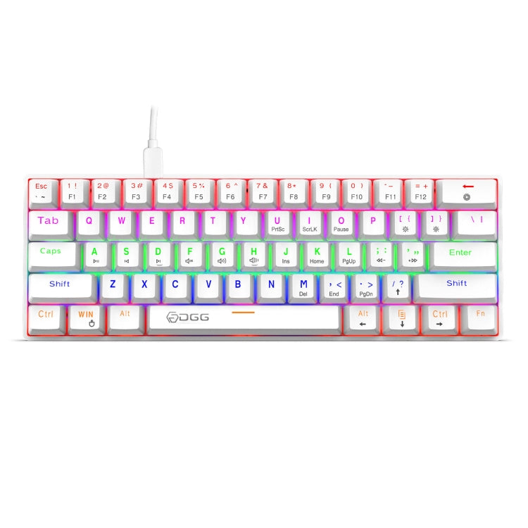 HXSJ V900 61 Keys Cool Lighting Effect Mechanical Wired Keyboard(White)