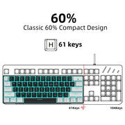 HXSJ V900 61 Keys Cool Lighting Effect Mechanical Wired Keyboard (Black White)