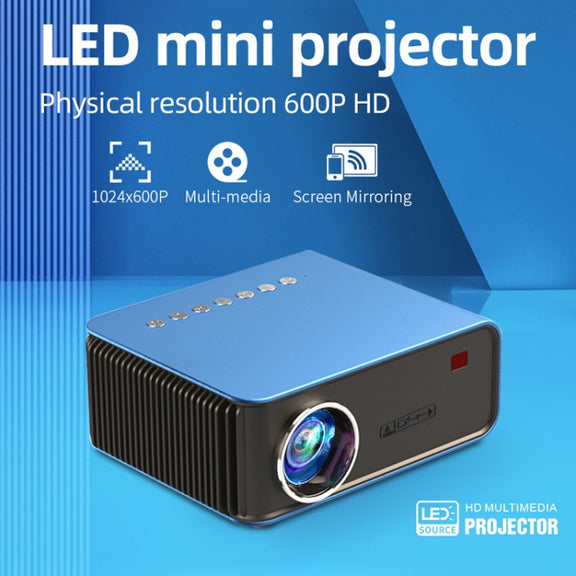 T4 Same Screen Version 1024x600 1200 Lumens Portable Home Theater LCD Projector, Plug Type:EU Plus(Blue)