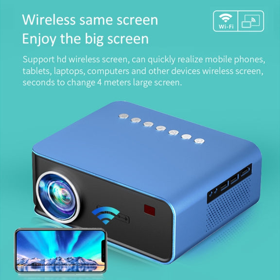 T4 Same Screen Version 1024x600 1200 Lumens Portable Home Theater LCD Projector, Plug Type:UK Plus(Blue)