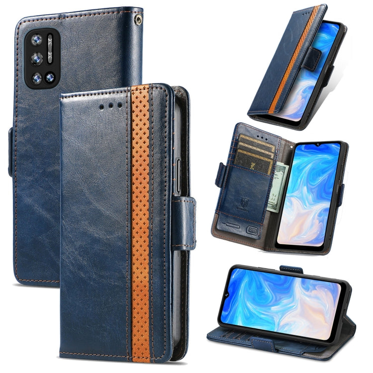 For Doogee N40 Pro CaseNeo Splicing Dual Magnetic Buckle Leather Case with Holder & Card Slots & Wallet(Blue)