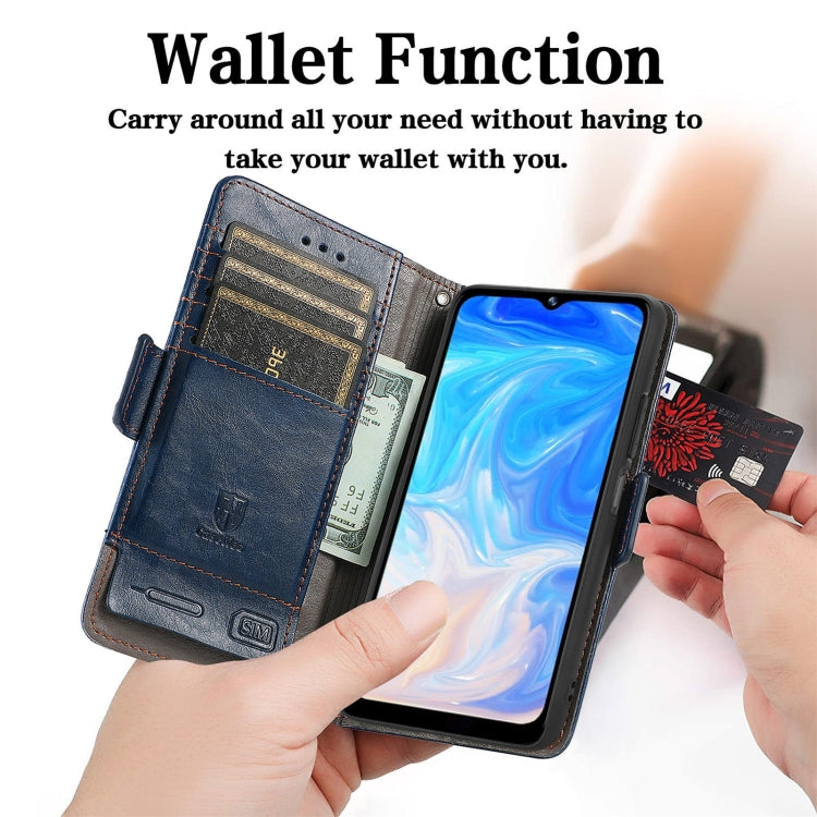 For Doogee N40 Pro CaseNeo Splicing Dual Magnetic Buckle Leather Case with Holder & Card Slots & Wallet(Blue)