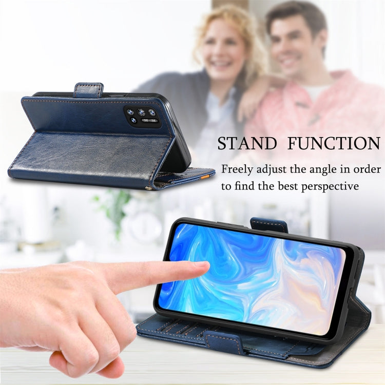 For Doogee N40 Pro CaseNeo Splicing Dual Magnetic Buckle Leather Case with Holder & Card Slots & Wallet(Blue)
