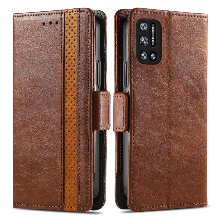 For Doogee N40 Pro CaseNeo Splicing Dual Magnetic Buckle Leather Case with Holder & Card Slots & Wallet(Brown)