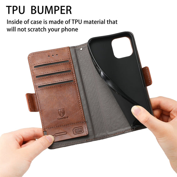 For Doogee N40 Pro CaseNeo Splicing Dual Magnetic Buckle Leather Case with Holder & Card Slots & Wallet(Brown)