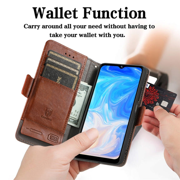 For Doogee N40 Pro CaseNeo Splicing Dual Magnetic Buckle Leather Case with Holder & Card Slots & Wallet(Brown)