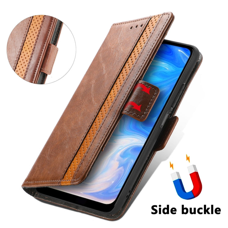 For Doogee N40 Pro CaseNeo Splicing Dual Magnetic Buckle Leather Case with Holder & Card Slots & Wallet(Brown)